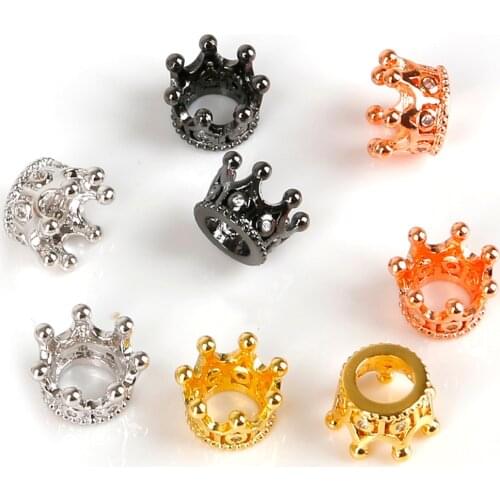 Wholesale Vintage 2pcs Crown Beads Alloy Spacer Beads Charms Pendant For Jewelry Making Bracelet DIY Jewelry Accessories DIY