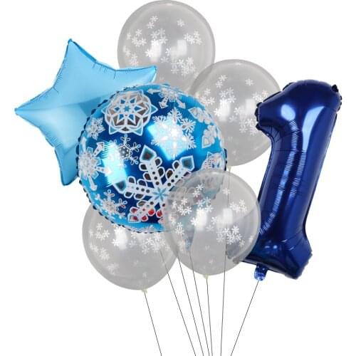 7pcs/lot Christmas Decoration Balloon Confetti Transparent Latex Balloons Snow Number Foil Globos Birthday Christmas Party Decor