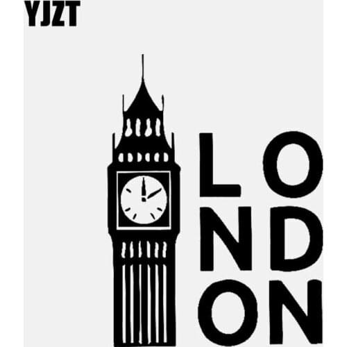 YJZT 14.9CM*10.9CM Decor Art Vinyl Decal Car Sticker London Tower Clock Black/Silver C3-1119