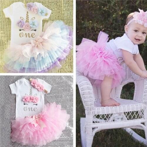 Kids Tutu Skirts For Girls 2021 Event Baby Girls First Birthday Party Outfit Infant Girl 1 Year Baptism Clothes Skirts