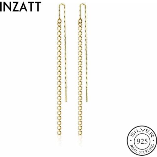 INZATT Real 925 Sterling Silver long Chain Tassel Drop Earrings For Fashion Women Party Fine Jewelry Cute Accessories Gift