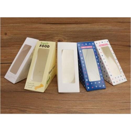 100pcs Sandwich packaging box sandwich tray bag transparent open window lunch baking cake packing box