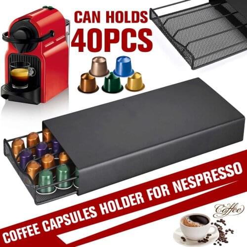 40 Pods Coffee Capsule Organizer Storage Stand Practical Coffee Drawers Capsules Holder Shelves For Nespresso Coffee Capsule