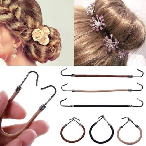 5pcs/lot Elastic Clips Bows Hair Accessories Girls Bands with Hook Ponytail Holder Bungee Hair Thick Hair Headwear