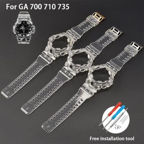 Watch accessories for Casio gshock Strap GA-700 710 735 5413 5522 Resin strap Wristwatch case Silicone Watchband men Watch Strap
