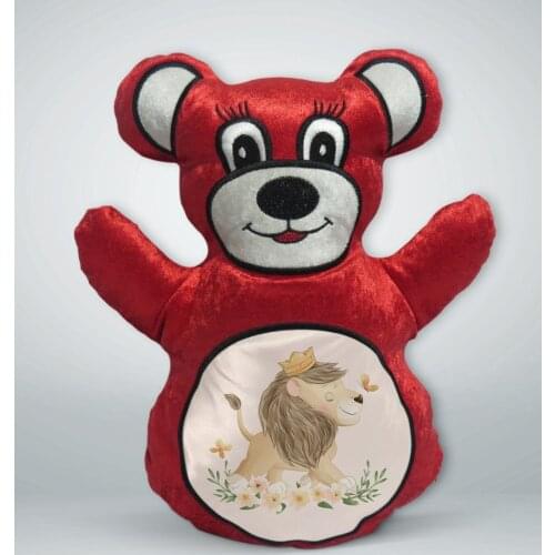 BK Gift Cute Lion Design Red Teddy Bear Yastık-1
