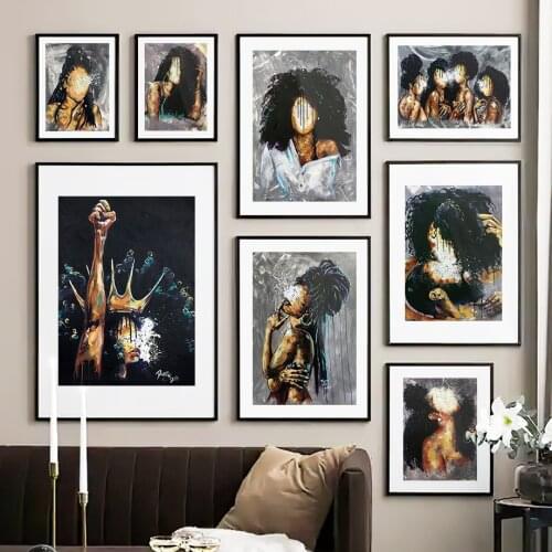 Black King Power Girl Boy Graffiti Wall Art Canvas Painting Nordic Posters And Prints Wall Pictures For Living Room Decoration