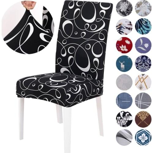 Spandex Stretch Chair Cover Removable Anti-dirty Printed Chair Covers for Dining Room Banquet Wedding Seat Case Housse De Chaise
