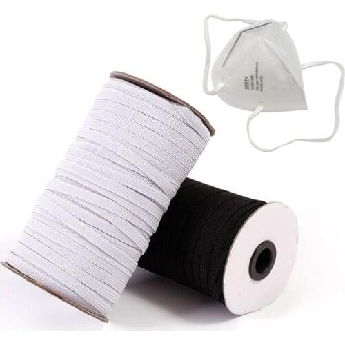 3mm 5mm 6mm Elastic Band Masks Rope 8/10/12MM White Black High Elastic Flat Rubber Band Waist Band Sewing Rope for DIY Mask