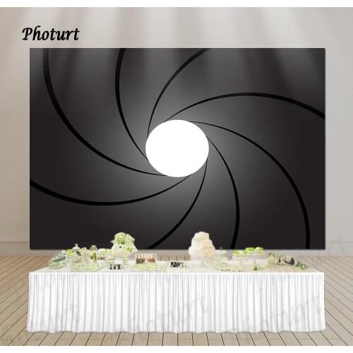 Photurt James Bond 007 Photography Backdrop Birthday Party Background Black White Aperture Vinyl Photo Booth Decorate Props