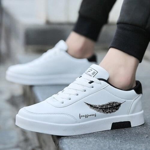 Men White Platform Leather Shoes Fashion Casual Students Leaf Skate Board Shoes Man Trend Of Canvas Sneakers Zapatos Hombre