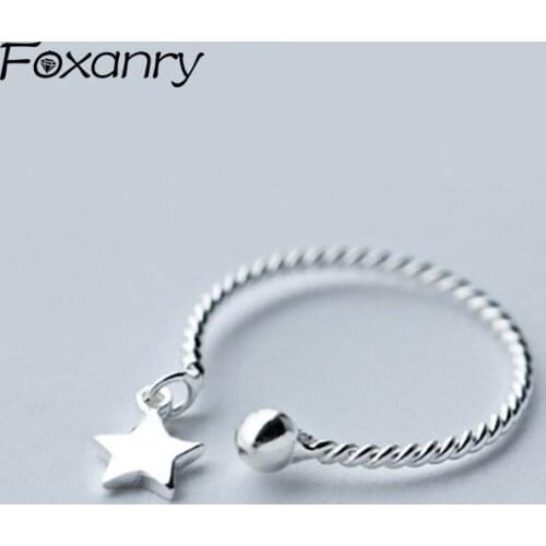 Evimi Wholesale 925 Sterling Silver Engagement Rings for Women Korean Fashion Pentagram Party Accessories Jewelry Adjustable