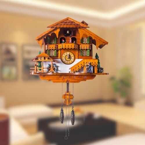 Creative Living Room Wall Clock Modern Design Wood Watches Cuckoo Clocks Relogio Parede Time Reloj Pared Household Goods 60A0861