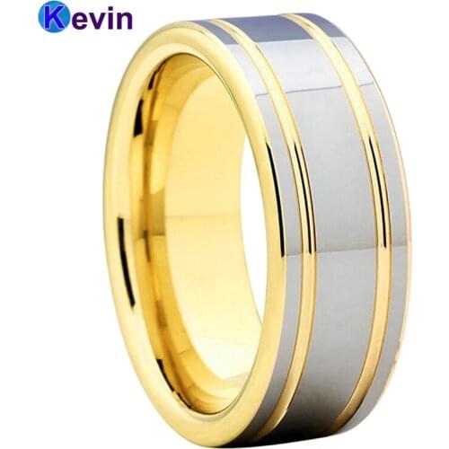 Love forever two tone gold tungsten ring tungsten wedding ring for men and women