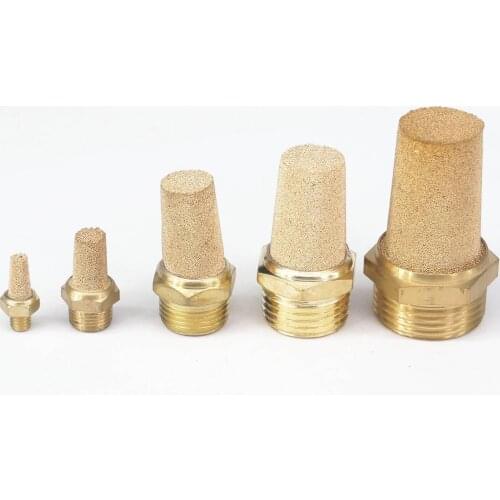 2pcs 1/8" 1/4" 3/8" 1/2" 3/4" 1" BSP M5 Male Brass Cylinder Pneumatic Silencer Muffler
