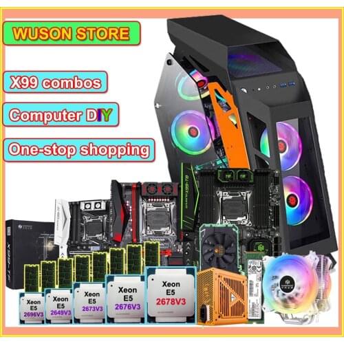 HUANANZHI X99-T8 motherboard in PC case 512G SSD 600W PSU CPU Xeon E5 2678 V3 CPU cooler RAM 64G 1866 RECC video card RTX2060 6G