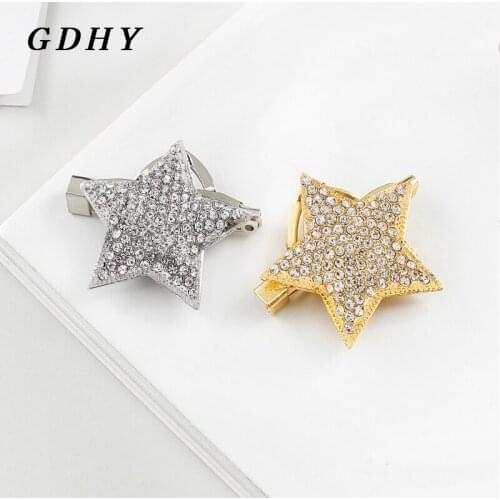 GDHY Fashion Stars Brooch Shiny full Zircon Rhinestone Crystal Alloy Charm Lady Sweet Brooches Scarf Wedding Jewelry Pin