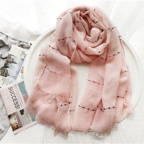 2020 Fashion Cotton Stripe Print Fringe Scarves And Shawls Women Long Soft Scarf Wrap Hijab 10 Color Free Shipping