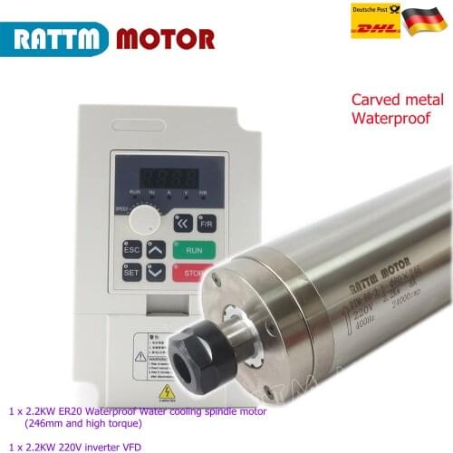 CNC Kit Water cooling 2.2kw ER20 spindle motor Waterproof Carved metal 220V & inverter VFD For Router Milling