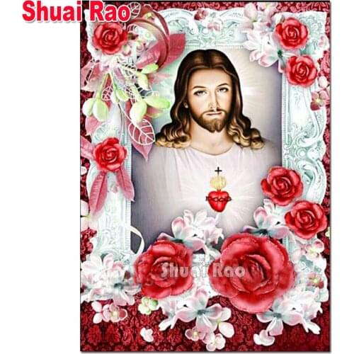 5 D DIY Diamond Painting set Religious icon Jesus Rose cross stitch full square/round diamond embroidery mosaic Christ decor