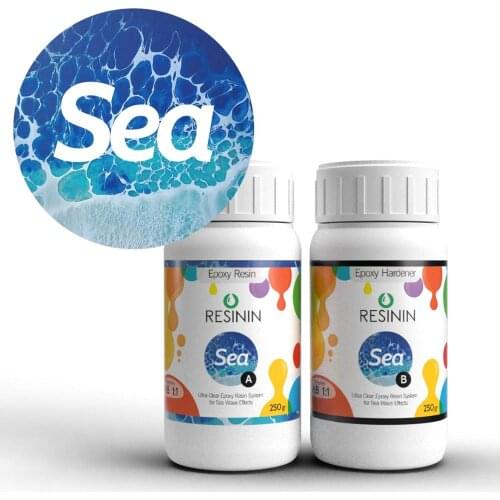 Resinin Sea 500 Gr Resinart Epoxy Resin-Hardener Kit AB DIY Geodeart Tabletop Oceanart Crystal Transparent Glue Resin