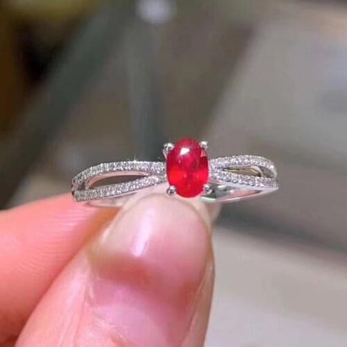 New Shop Promotion Natural Ruby Lady Ring Color Good 925 Silver Mosaic Explosion Recommended