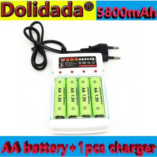 Original AA battery 5800mAh rechargeable battery 1.5V Alkaline battery for Clocks, mice, computers, toys so on+1pcs Charger