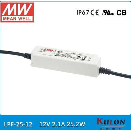 Original Meanwell LPF-25-12 25W 2.1A 12V led Power Supply waterproof 12V IP67 with PFC