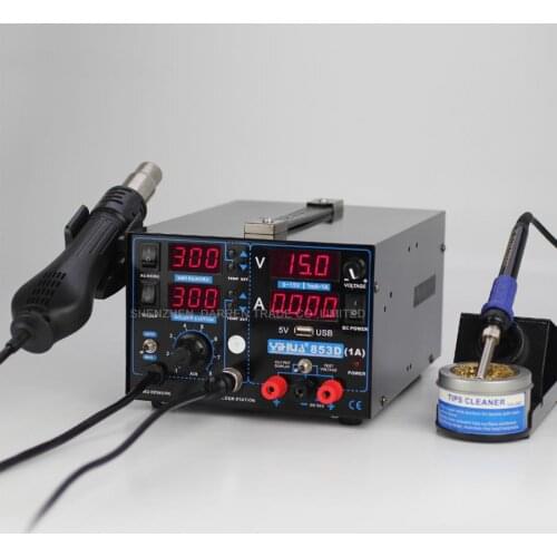 Desoldering Station 3 In 1 Hot Air Gun Electronic Soldering Iron Digital Soldering Station English Manual YIHUA 853D 1A