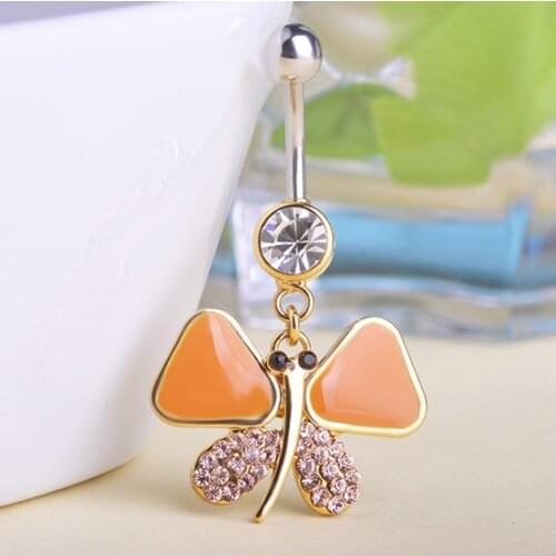 Multi Color Orange Butterfly Dangling Piercing Belly Button Ring In Navel For Sale Coupon Pircing Women Body Accessories Labret