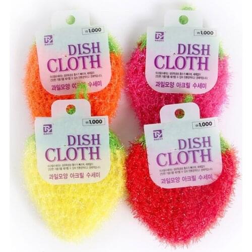Strawberry Shape Dish Cloth High Quality Polyester Cleaning Cloth Hand-Woven Dish Towel Furniture Kitchen Cleaning Tool