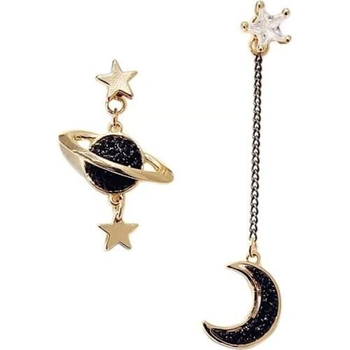 BOEYCJR Planet & Moon Stud Earrings Handmade Fashion Jewelry Vintage tassel Dangle Earrings for Women Gift
