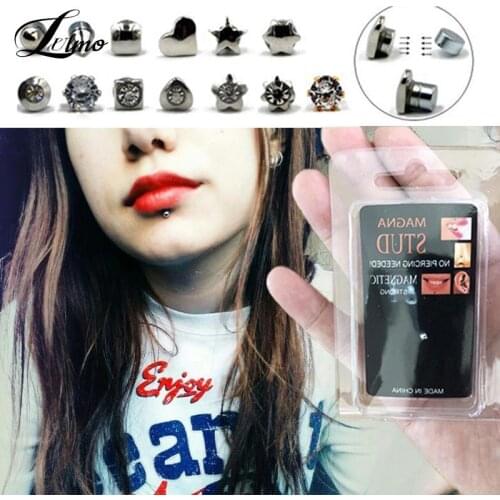 Different Designs Fake Cheater Piercing Non Pierced Magnet Ear Lip Labret Nose Ring Stud Jewelry Magnetic Tunnel Plugs Earring