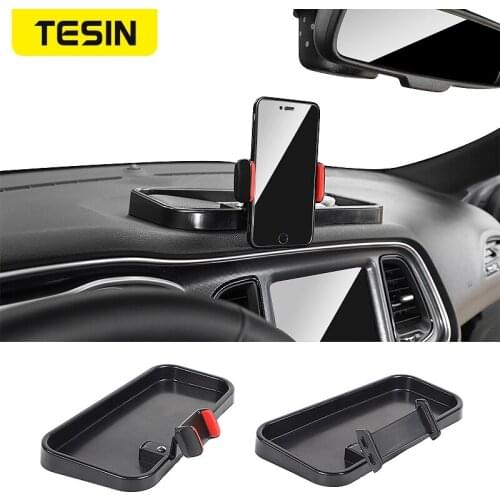 TESIN Car Center Console Mobile Phone IPad Bracket Multifunction Storage Box GPS Holder Accessories For Dodge Challenger 2015
