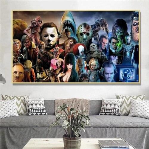 Horror Film Thriller Character Collection Canvas Painting Wall Pictures Posters And Prints Art Canvas Poster Mural Home Decor