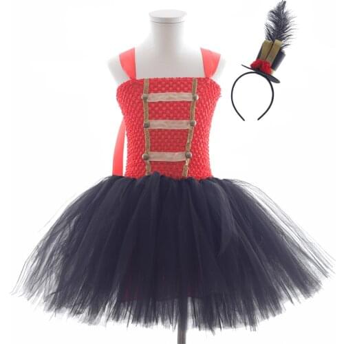 Pirate Cosplay Girls Party Tutu Dresses with Hat Accessory Toddler Baby Girls Halloween Party Costume Red Black Children Clothes