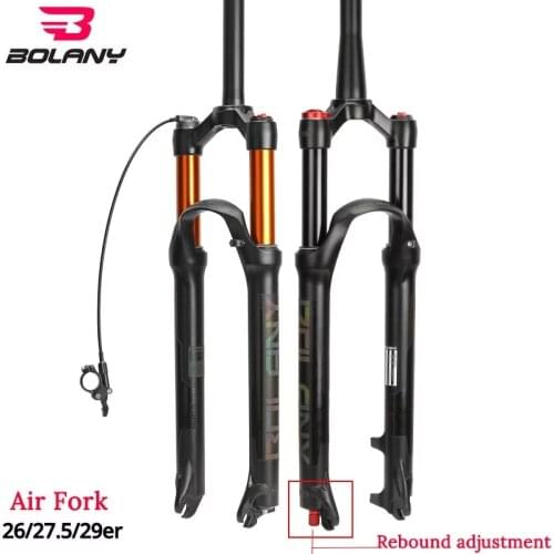Bolany MTB Bicycle Air Fork Supension Rebound Adjustment 26/27.5/29er Lock Straight Tapered Mountain Fork for Mountain Bike