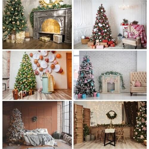 Vinyl Custom Fireplace Christmas Tree Photography Background Child Baby Portrait Backdrops For Photo Studio Props 21523DYH-03