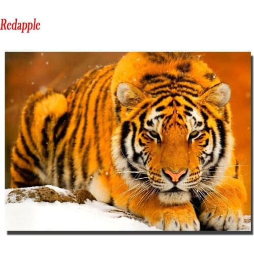 Diy full square round drill"tiger"embroidery diamond painting cross stitch portrait diamond mosaic Symbol of wealth icon decor