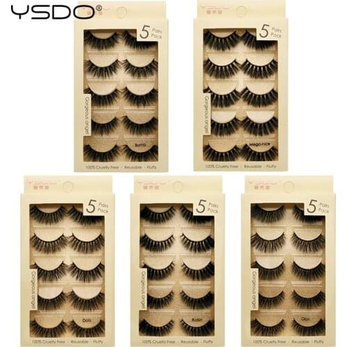 YSDO 10 boxes 3d mink lashes eyelash extension faux cilios mink false eyelashes 50 pairs fluffy lashes natural mink eyelashes