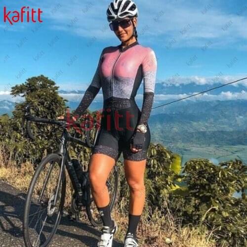 Kafitt Jumpsuit Cycling Jersey Womens Sweatshirt Suit Long-sleeved Shirt Womens Athlete Triathlon Outdoor Cycling Jersey
