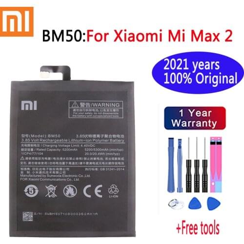 2020 years Xiaomi 100% Original Replacement BM50 Battery For Xiaomi Mi Max 2 Max2 Genuine Phone Battery 5300mAh + Free Tools