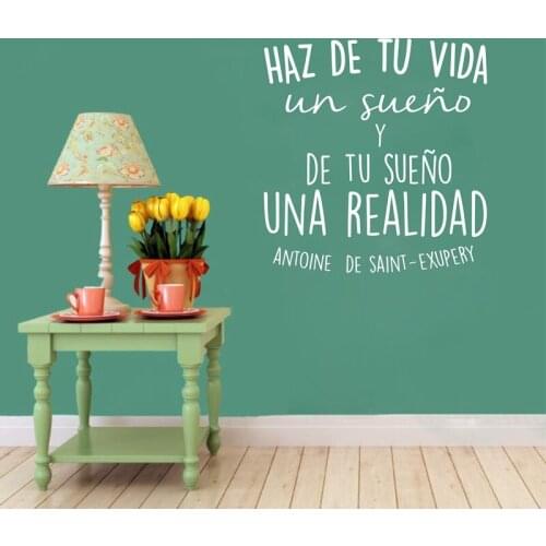 84x88cm Spanish Inspirational Positive Quotes Vinyl Wall Sticker Home Interior Living Room Decor Life Dreams Art Decals D093