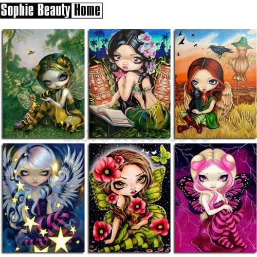 Diamond Embroidery Cartoon Girls Mosaic Crystal 5D Cross Stitch Butterfly Fairy Full Drill Diamond Painting DIY Sticker Pattern