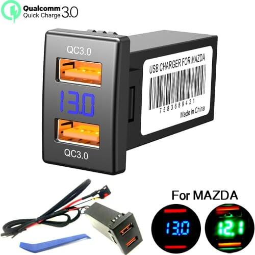 CHELINK Dual Usb Car Charger 12V For Mazda Auto LED Voltmeter Socket Adapter Charging For iPhone Samsung xiaomi iPad etc