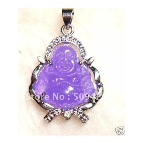 Free Shipping>>>Stunning purple stone Buddha Jewelry Pendant Necklace