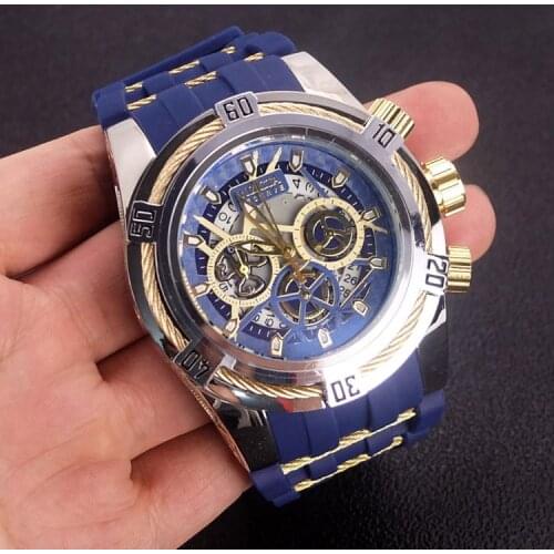 Luxury Big dial Skeleton lnvicta Watches Men Rubber Strap Multifunction Fashion Men Wrist Watch Relogio Masculino reloj hombre