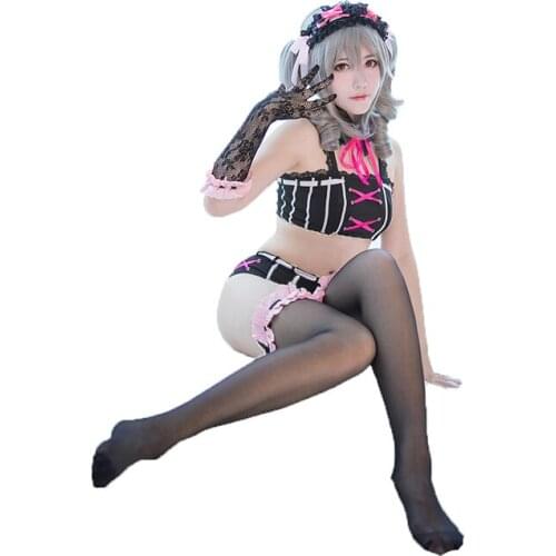 Kanzaki Ranko Black Uniforms Cosplay Costume with hair piece,glove and socks 11
