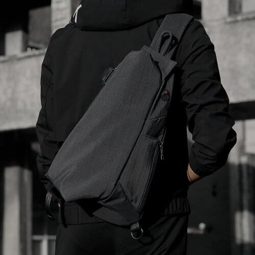 Rowe Black Chest Pack Men Casual Shoulder Crossbody Bag USB Charging Chest Bag Water Repellent Travel Messenger Bag Male Fashion