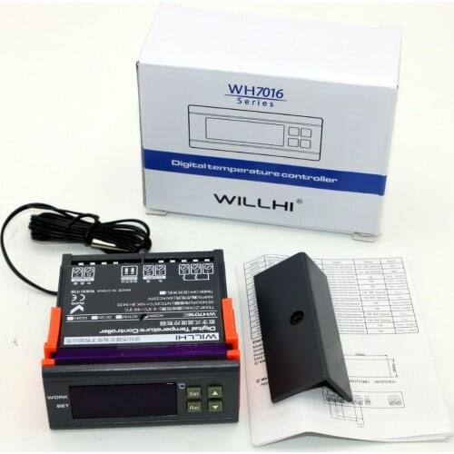WH7016E 10A Digital Temperature Controller Thermocouple -9.9~99.9 degree celsius with Sensor & alarm 220V/110V/24V/12V